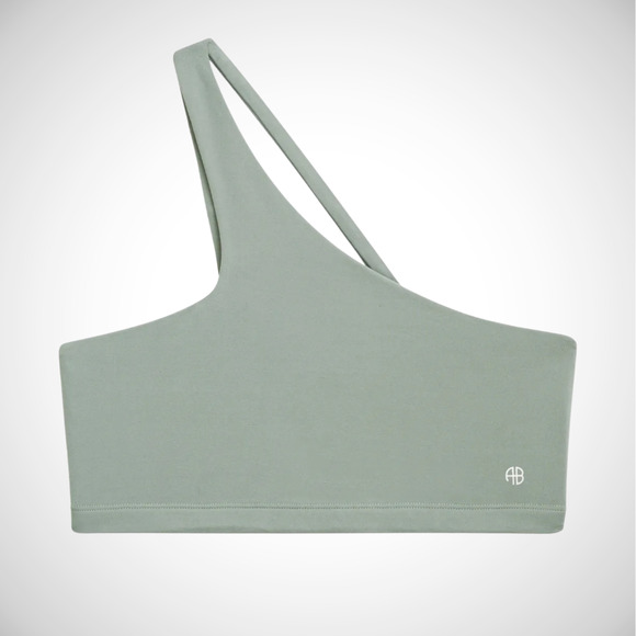 ANINE BING SPORT Jules Sports Bra Asymmetrical Design Artichoke Green size Small - Picture 4 of 11